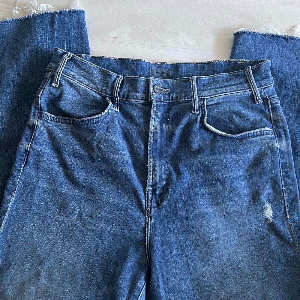 Mother The Hustler Ankle Fray Blue Jeans Size 32 - Picture 2 of 10